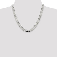 Sterling Silver 8.5mm Lightweight Flat Figaro Chain Necklace for Men - Polished Finish with Lobster Clasp by Lumare Gioia