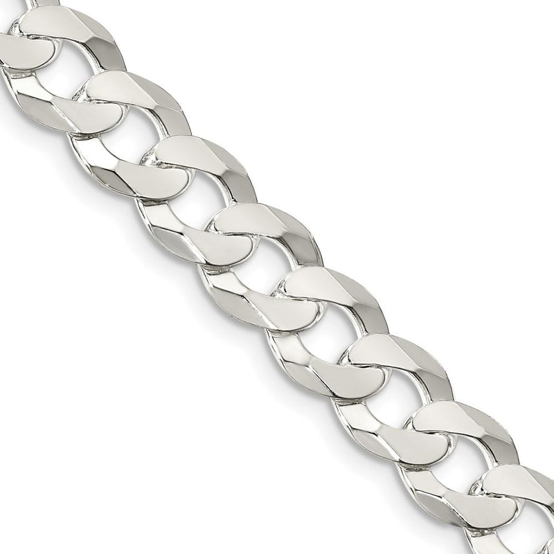 Sterling Silver 8.5mm Polished Flat Curb Chain Necklace - 18 inches by Lumare Gioia
