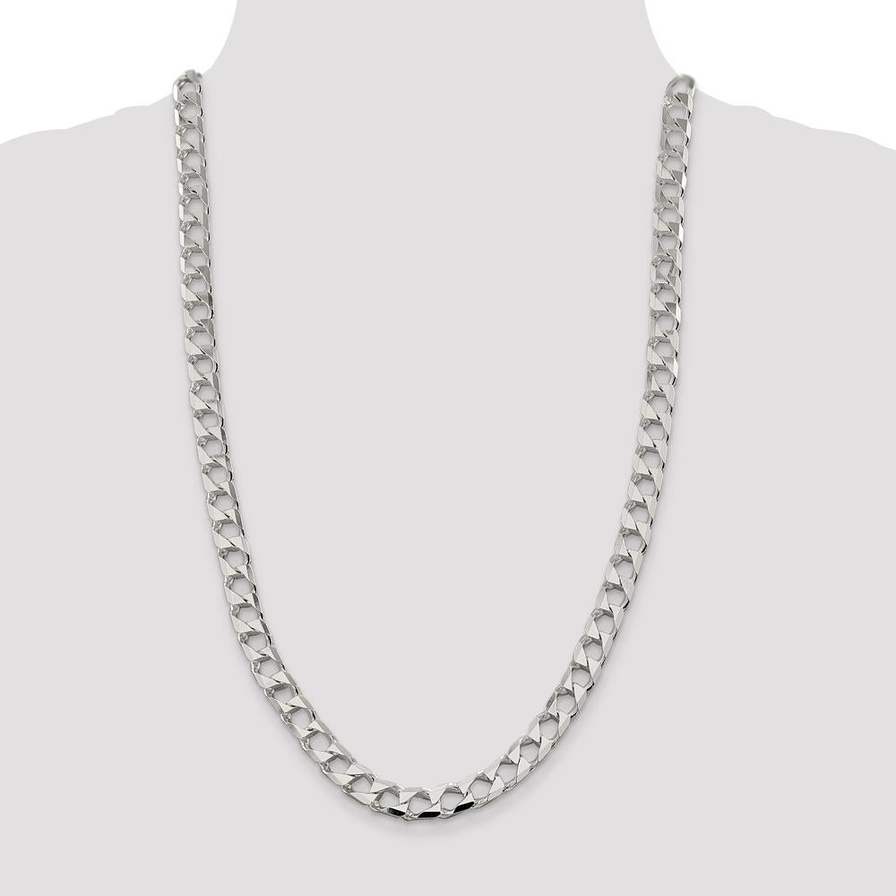 Sterling Silver 8.6mm Diamond-Cut Square Curb Chain - 26 inches by Lumare Gioia