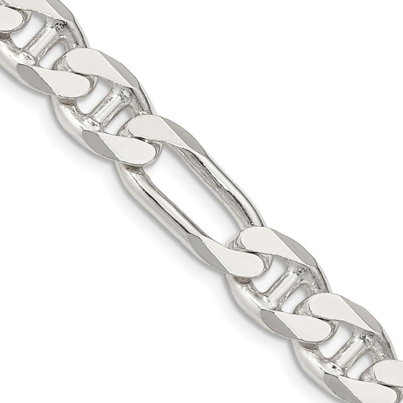 Sterling Silver 8.75mm Figaro Anchor Chain Necklace - 20 Inches by Lumare Gioia
