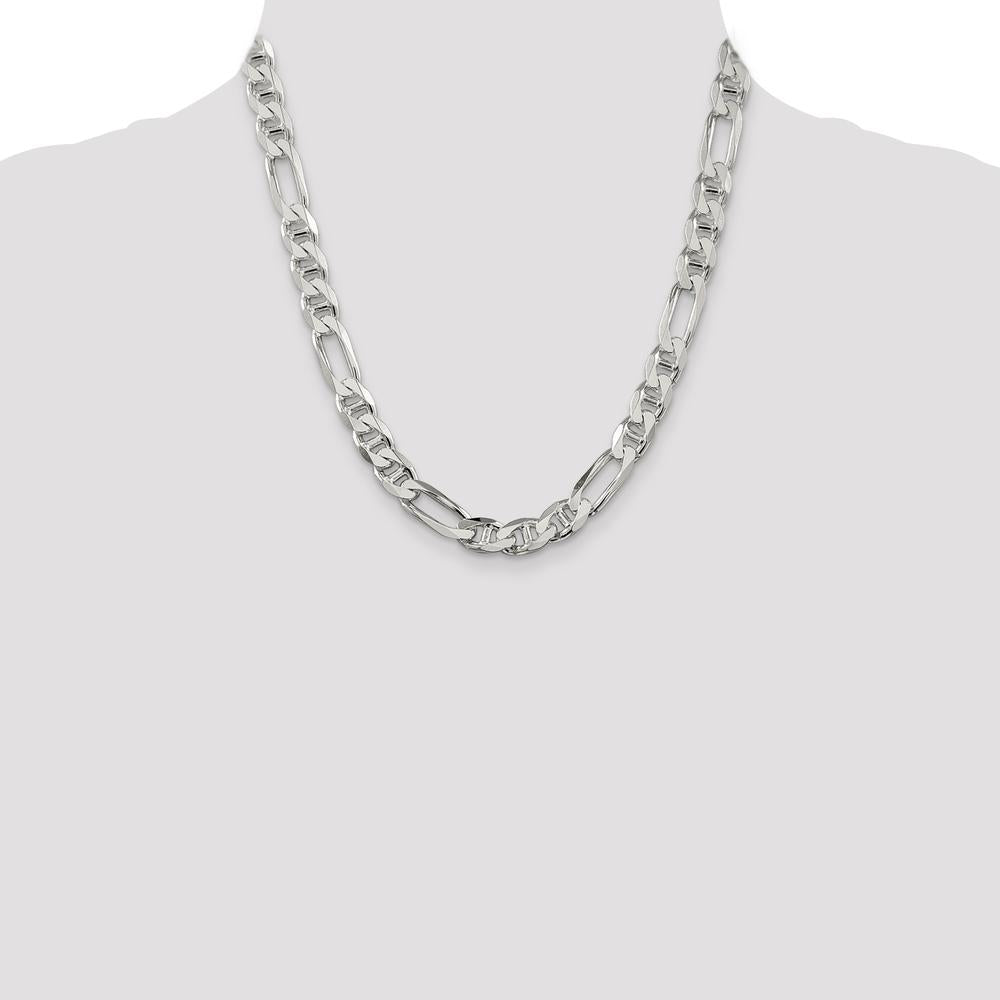 Sterling Silver 8.75mm Figaro Anchor Chain Necklace - 20 Inches by Lumare Gioia