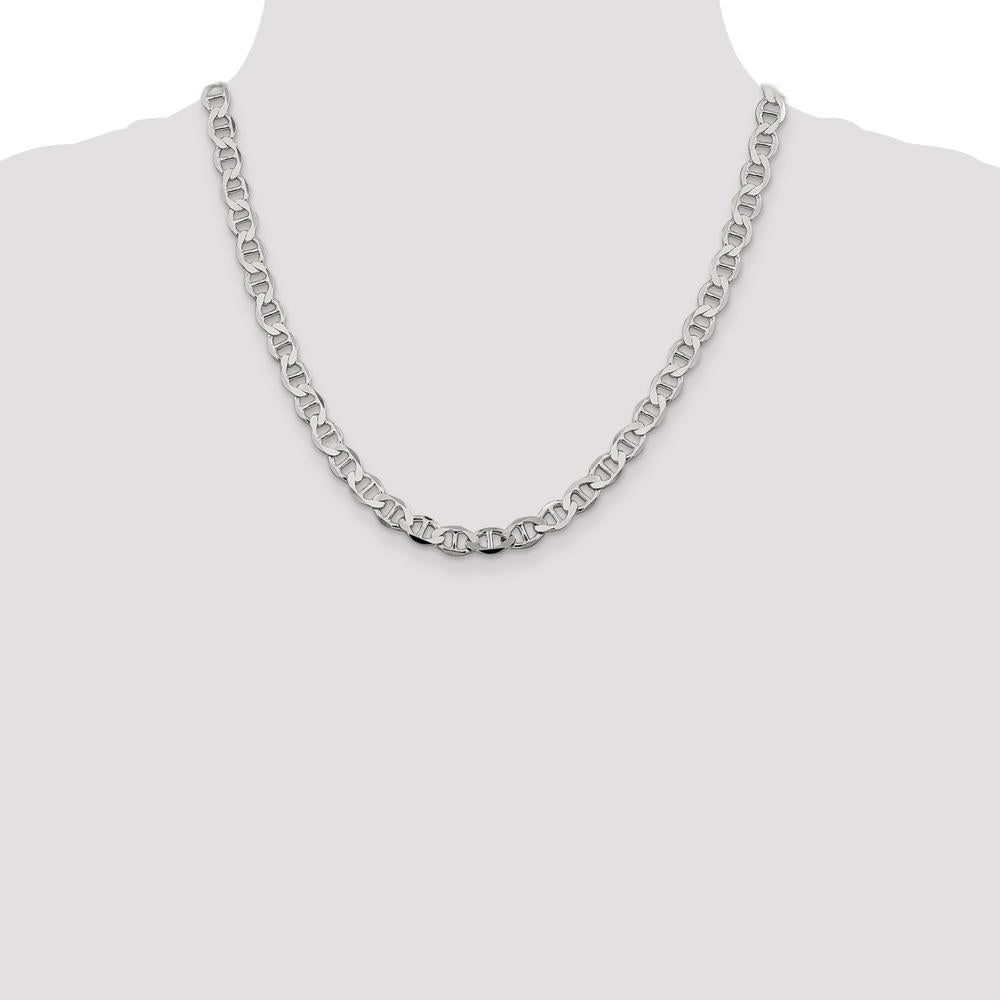 Sterling Silver 8.9mm Flat Anchor Chain Necklace - 20 Inches by Lumare Gioia