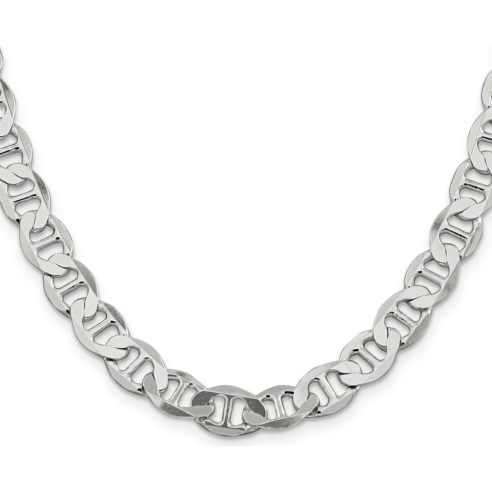 Sterling Silver 8.9mm Flat Anchor Chain Necklace - 24 Inches by Lumare Gioia