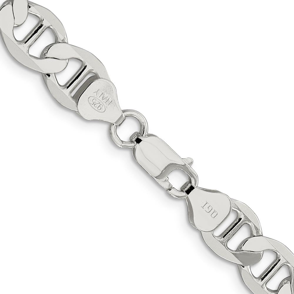 Sterling Silver 8.9mm Flat Anchor Chain Necklace - 24 Inches by Lumare Gioia