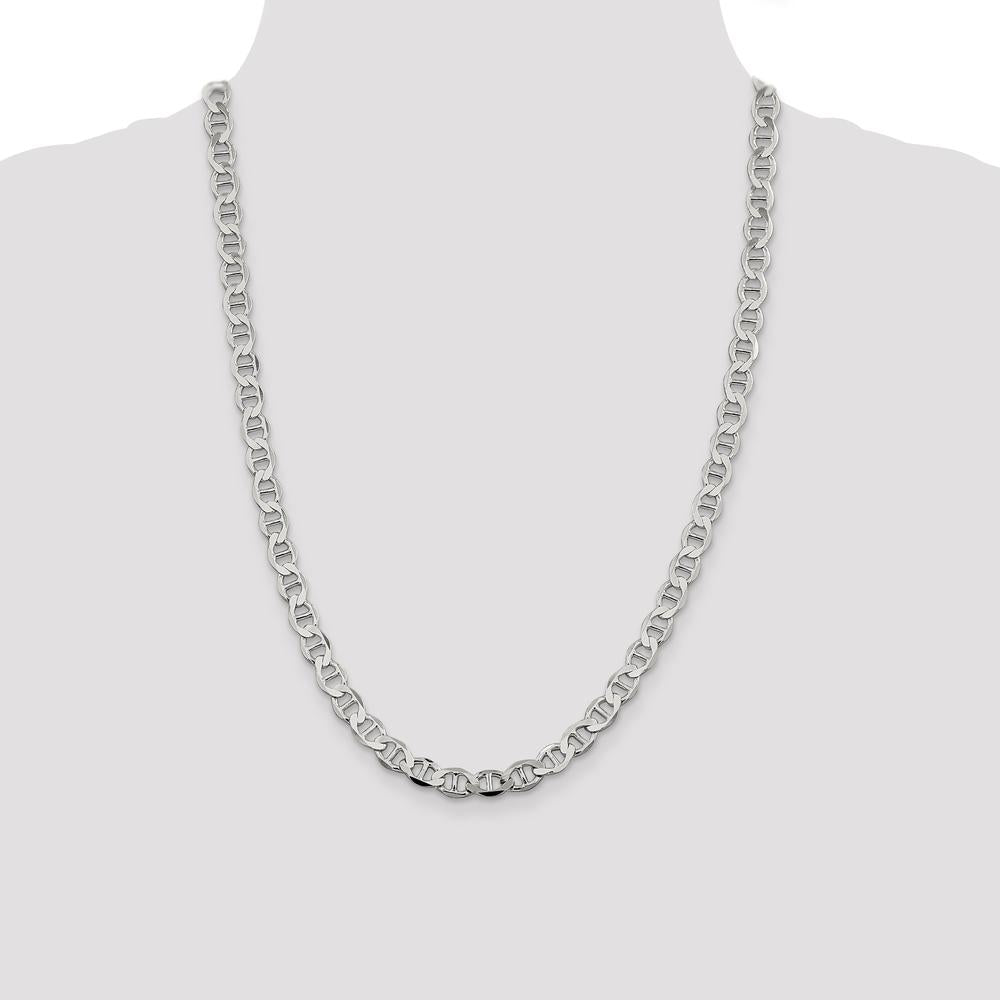 Sterling Silver 8.9mm Flat Anchor Chain Necklace - 24 Inches by Lumare Gioia