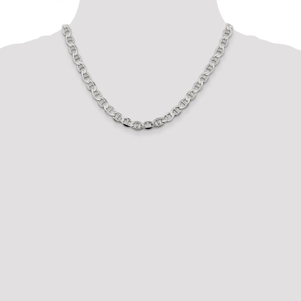 Sterling Silver 8.9mm Flat Anchor Chain Necklace - Polished Finish, 18 Inches by Lumare Gioia