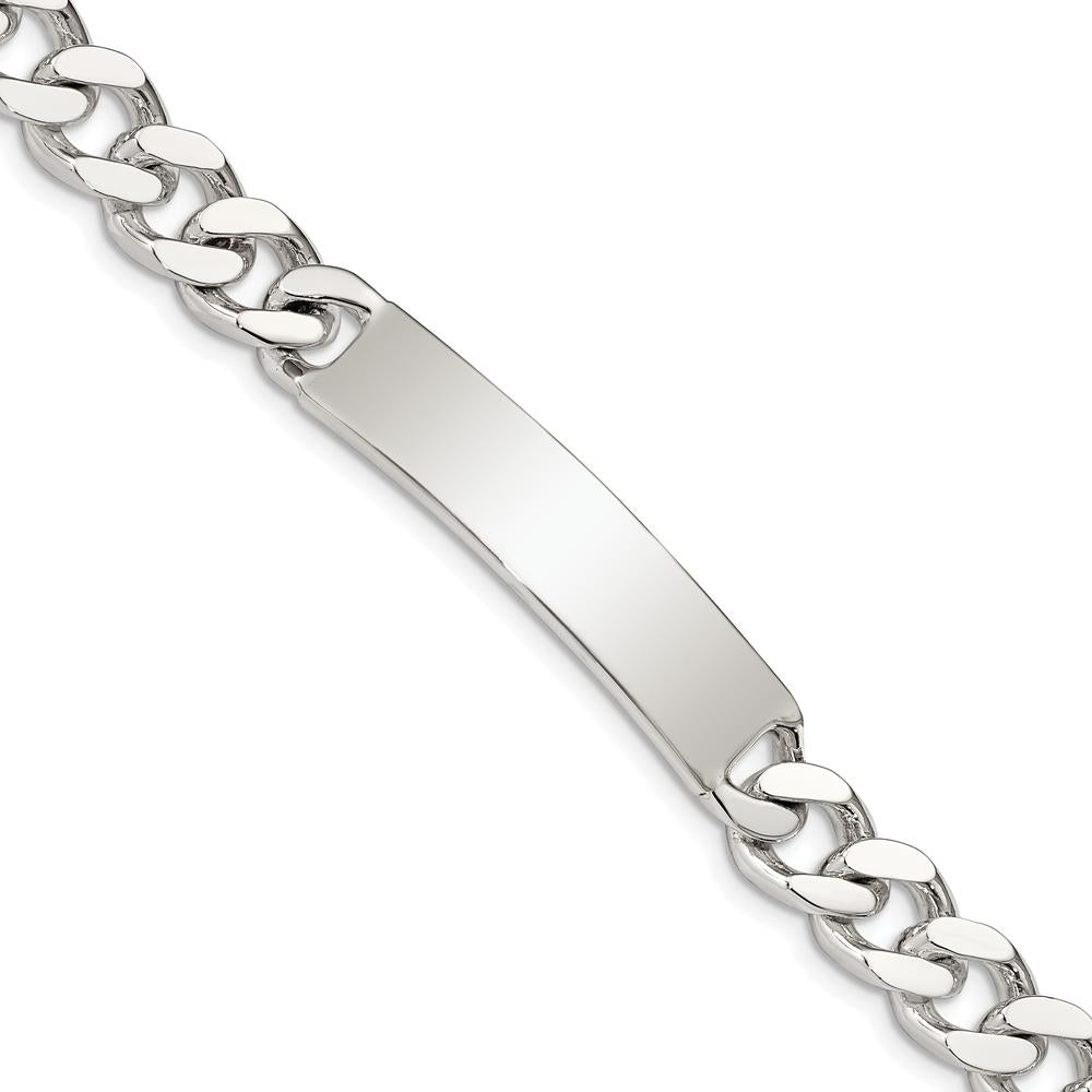 Sterling Silver 8" Polished Curb Link ID Bracelet with Engravable Plate by Lumare Gioia