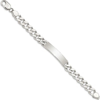 Sterling Silver 8" Polished Curb Link ID Bracelet with Engravable Plate by Lumare Gioia