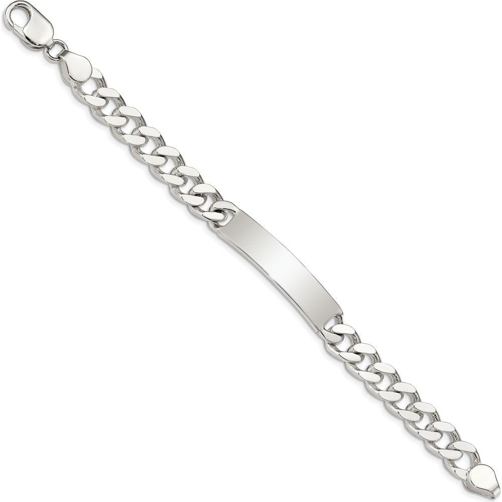 Sterling Silver 8" Polished Curb Link ID Bracelet with Engravable Plate by Lumare Gioia