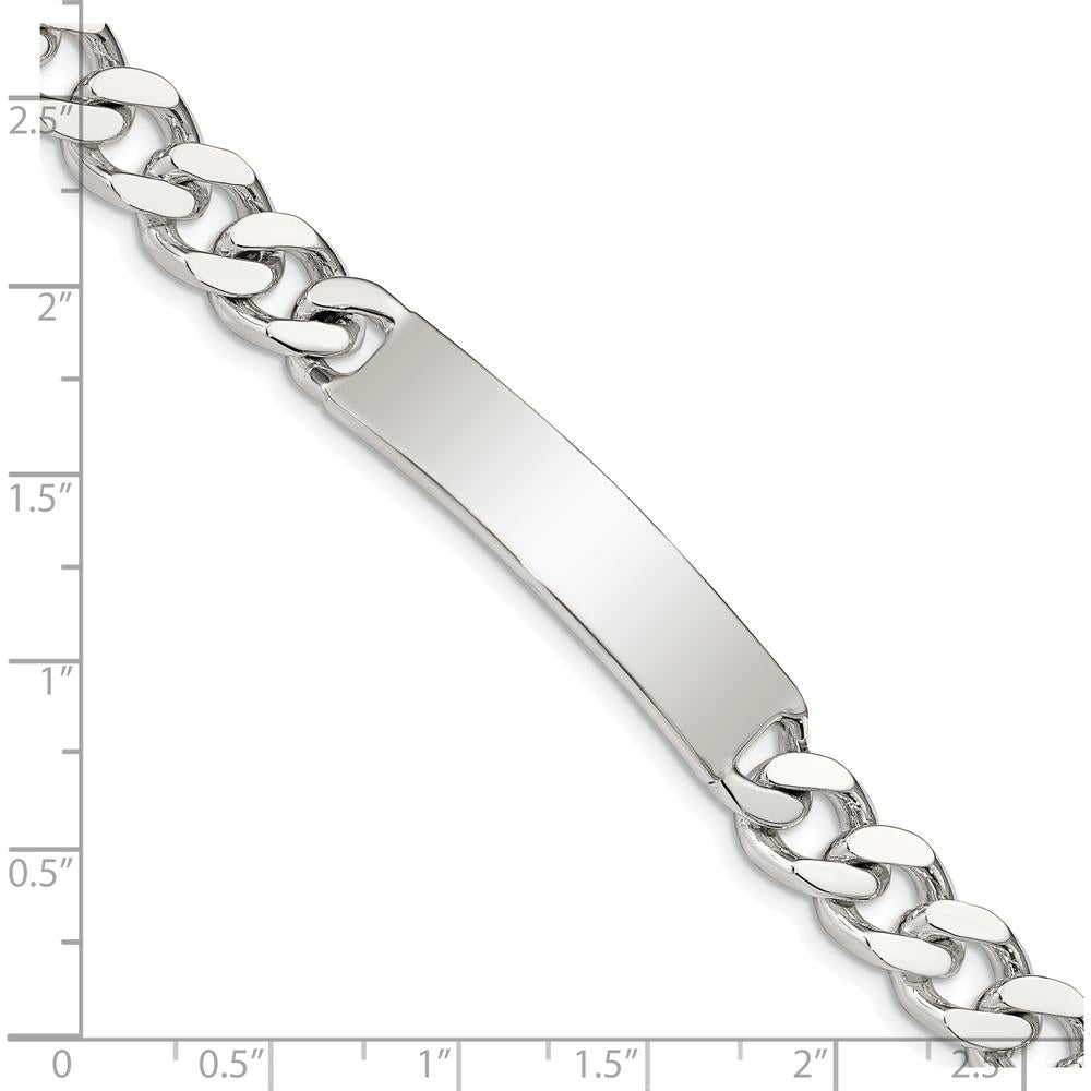 Sterling Silver 8" Polished Curb Link ID Bracelet with Engravable Plate by Lumare Gioia