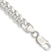 Sterling Silver 8" Polished Domed Curb Chain Bracelet - 7.8mm Width by Lumare Gioia