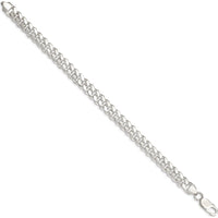 Sterling Silver 8" Polished Domed Curb Chain Bracelet - 7.8mm Width by Lumare Gioia