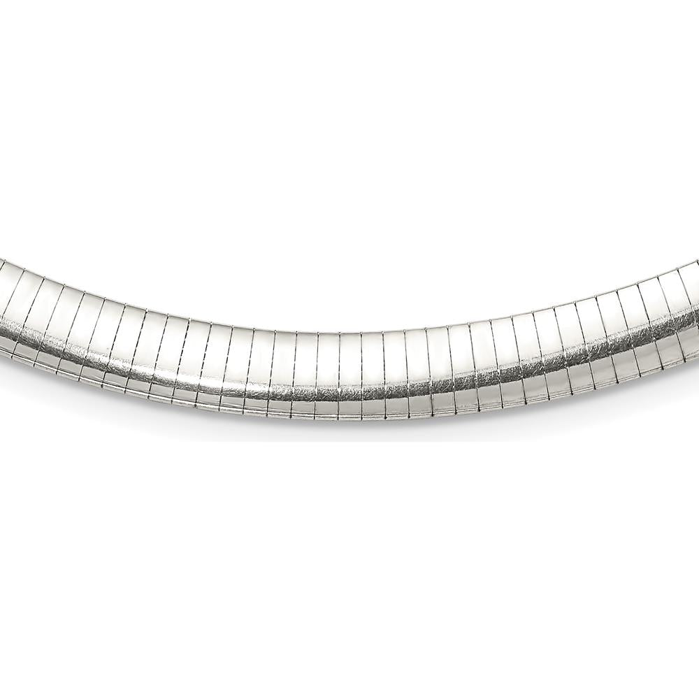 Sterling Silver 8mm Cubetto Omega Necklace with Polished Finish and Lobster Clasp - 18 Inches by Lumare Gioia