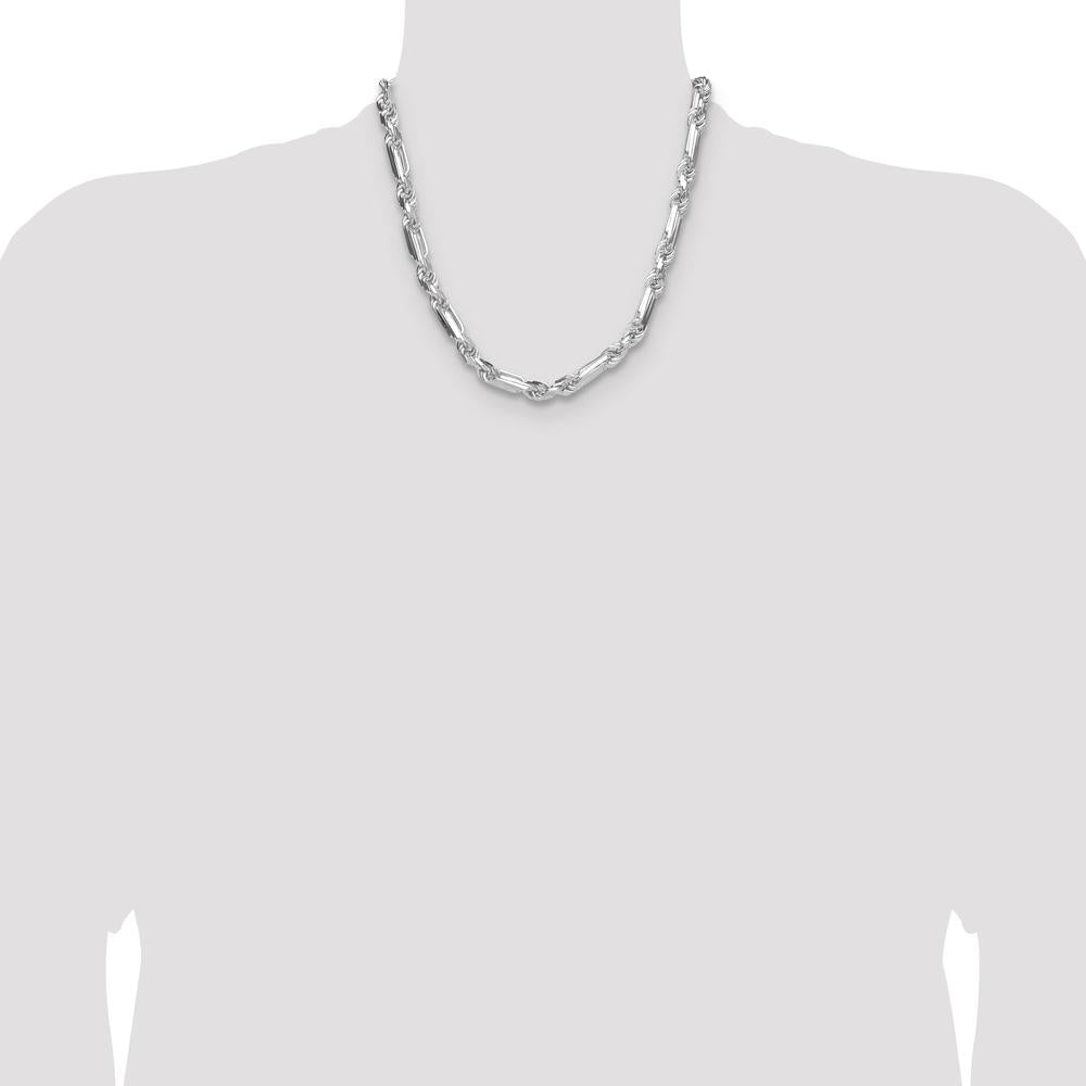 Sterling Silver 8mm Diamond-Cut Figarope Chain - 20 inches with Lobster Clasp by Lumare Gioia