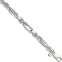 Sterling Silver 8mm Diamond-Cut Figarope Chain Anklet - Polished Finish with Lobster Clasp by Lumare Gioia