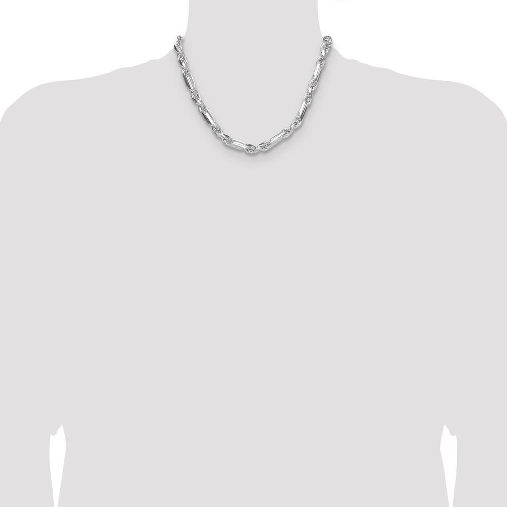 Sterling Silver 8mm Diamond-Cut Figarope Chain Necklace - 18 Inches by Lumare Gioia