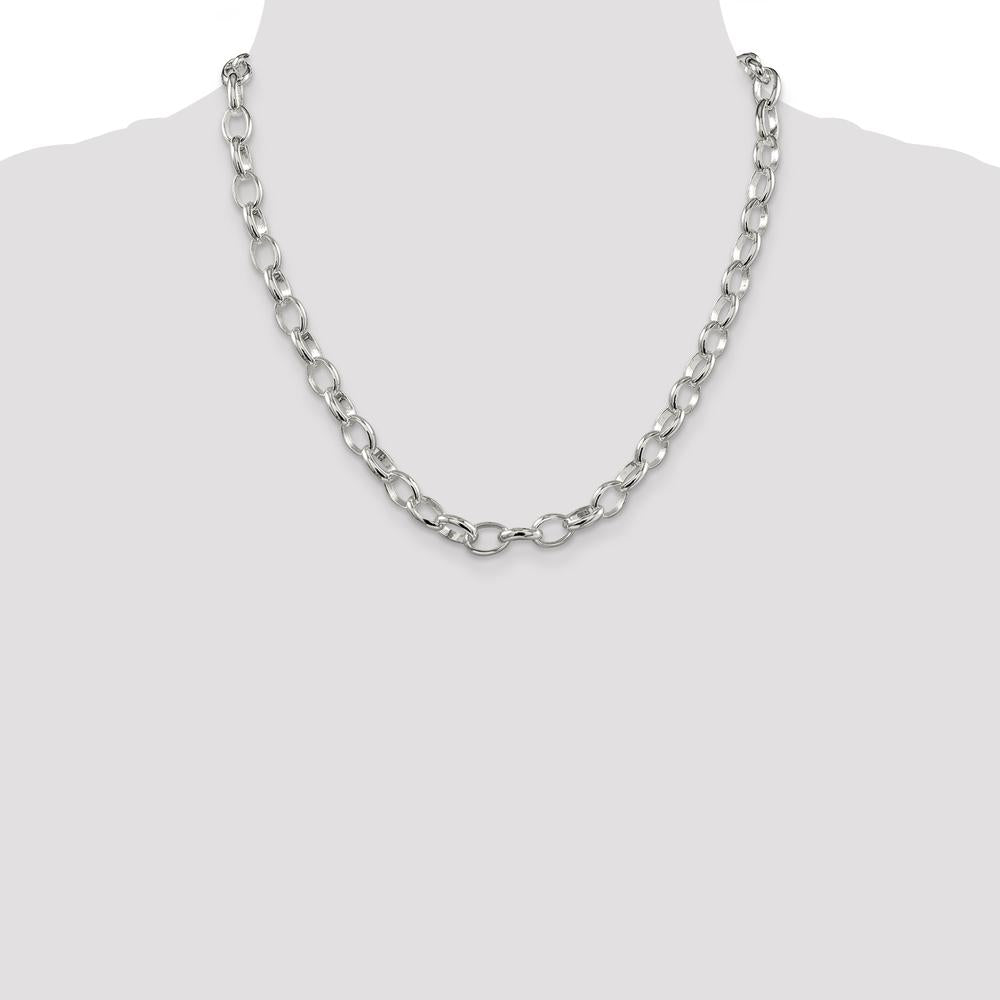 Sterling Silver 8mm Fancy Rolo Chain Necklace - Polished Finish, 20 Inches by Lumare Gioia