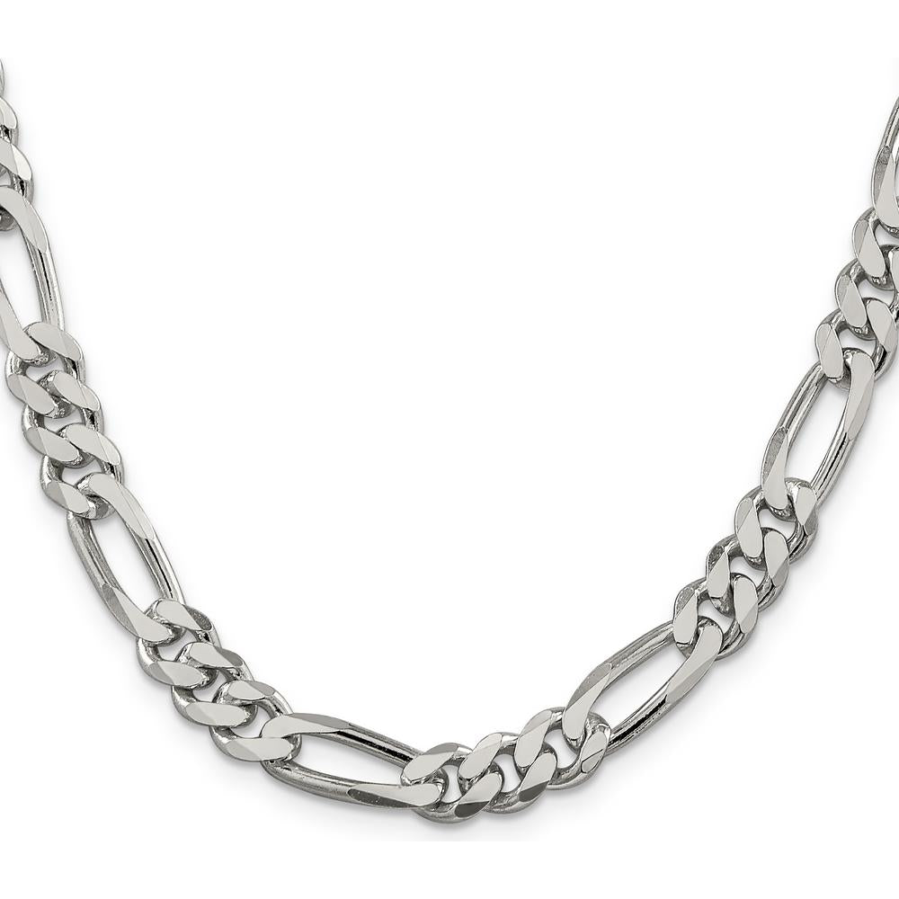 Sterling Silver 8mm Figaro Chain Necklace - 20 Inch by Lumare Gioia