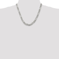 Sterling Silver 8mm Figaro Chain Necklace - 20 Inch by Lumare Gioia