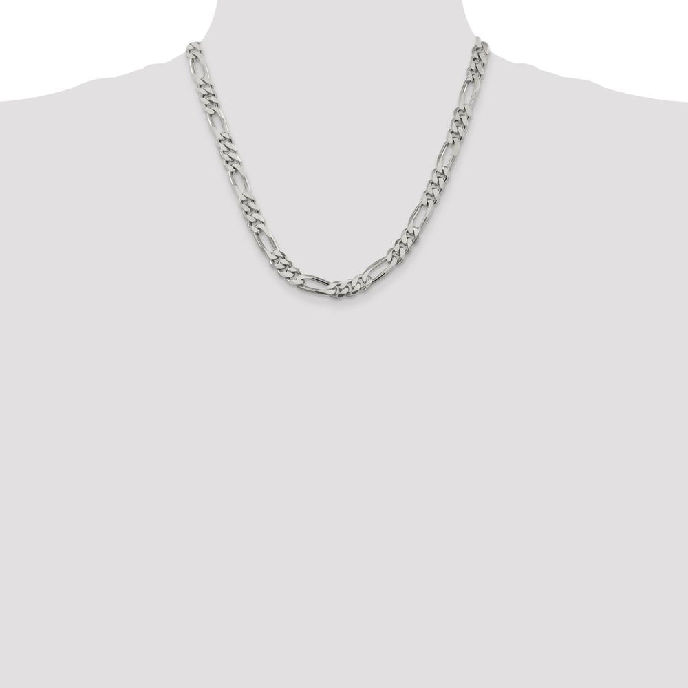 Sterling Silver 8mm Figaro Chain Necklace - 20 Inch by Lumare Gioia