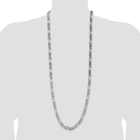 Sterling Silver 8mm Figaro Chain Necklace - 36 inches by Lumare Gioia