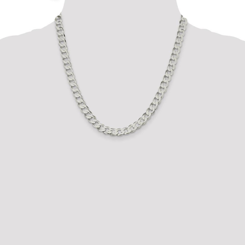 Sterling Silver 8mm Flat Curb Chain Necklace with Polished Finish - 20 Inches by Lumare Gioia