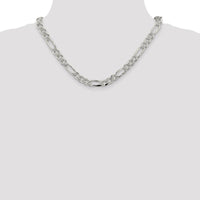 Sterling Silver 8mm Pavé Flat Figaro Chain Necklace - 18 Inches by Lumare Gioia