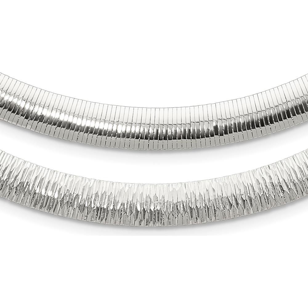 Sterling Silver 8mm Polished Cubetto/Diamond-Cut Reversible Necklace - 17" Length by Lumare Gioia
