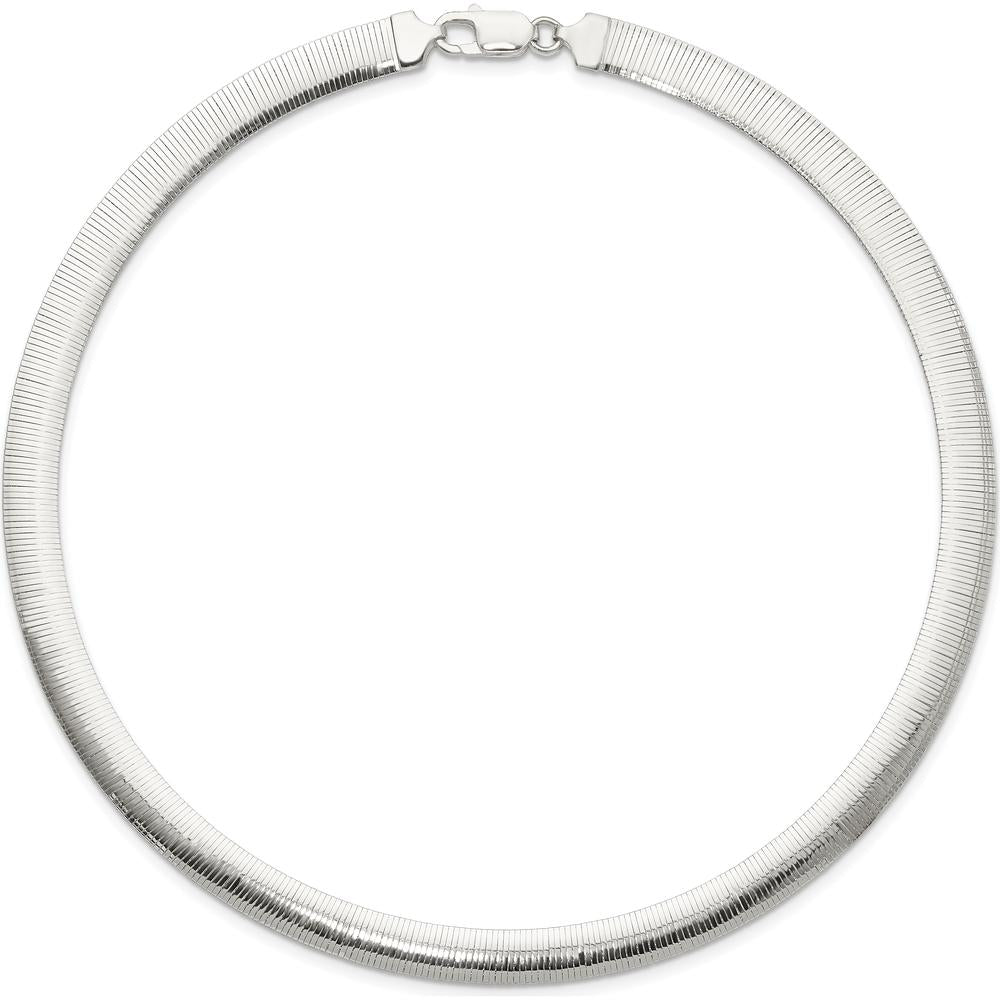 Sterling Silver 8mm Polished Cubetto/Diamond-Cut Reversible Necklace - 17" Length by Lumare Gioia