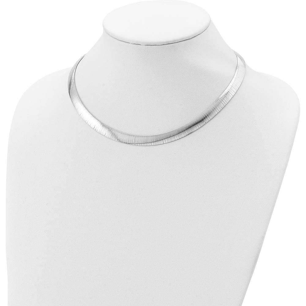 Sterling Silver 8mm Polished Cubetto/Diamond-Cut Reversible Necklace - 17" Length by Lumare Gioia
