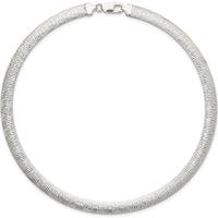 Sterling Silver 8mm Polished Cubetto/Diamond-Cut Reversible Necklace - 17" Length by Lumare Gioia