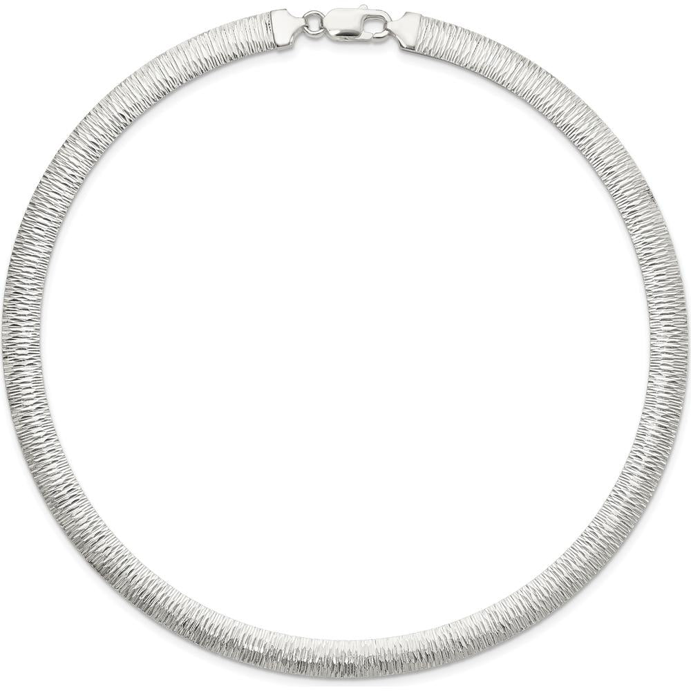 Sterling Silver 8mm Polished Cubetto/Diamond-Cut Reversible Necklace - 17" Length by Lumare Gioia