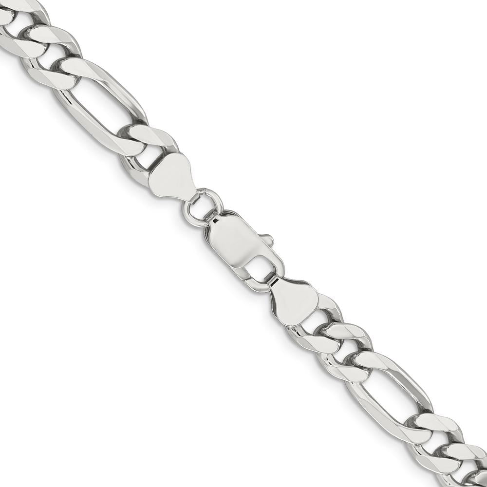 Sterling Silver 8mm Polished Figaro Chain Necklace - 16 Inches by Lumare Gioia
