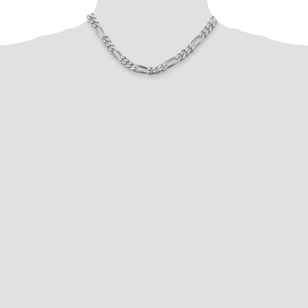 Sterling Silver 8mm Polished Figaro Chain Necklace - 16 Inches by Lumare Gioia