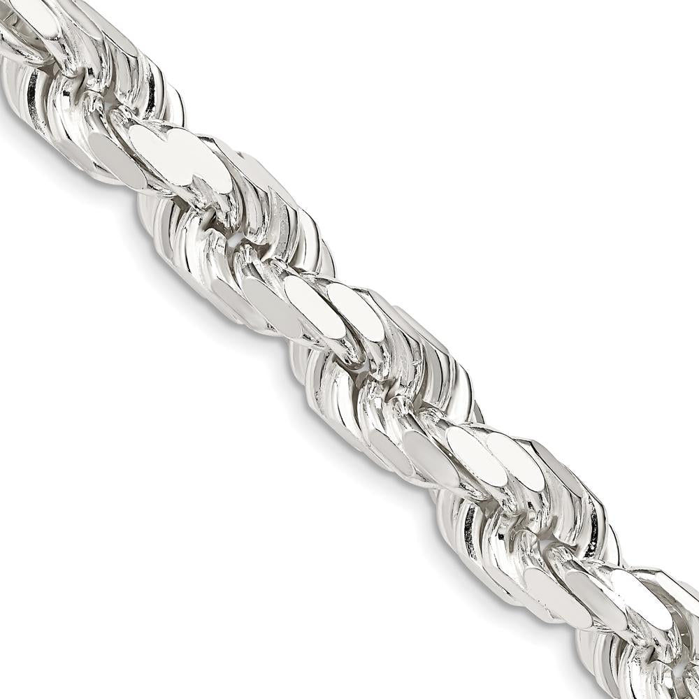 Sterling Silver 9.0mm Diamond-Cut Rope Chain - 28 Inch by Lumare Gioia