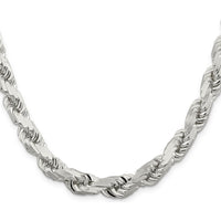Sterling Silver 9.0mm Diamond-Cut Rope Chain - 28 Inch by Lumare Gioia