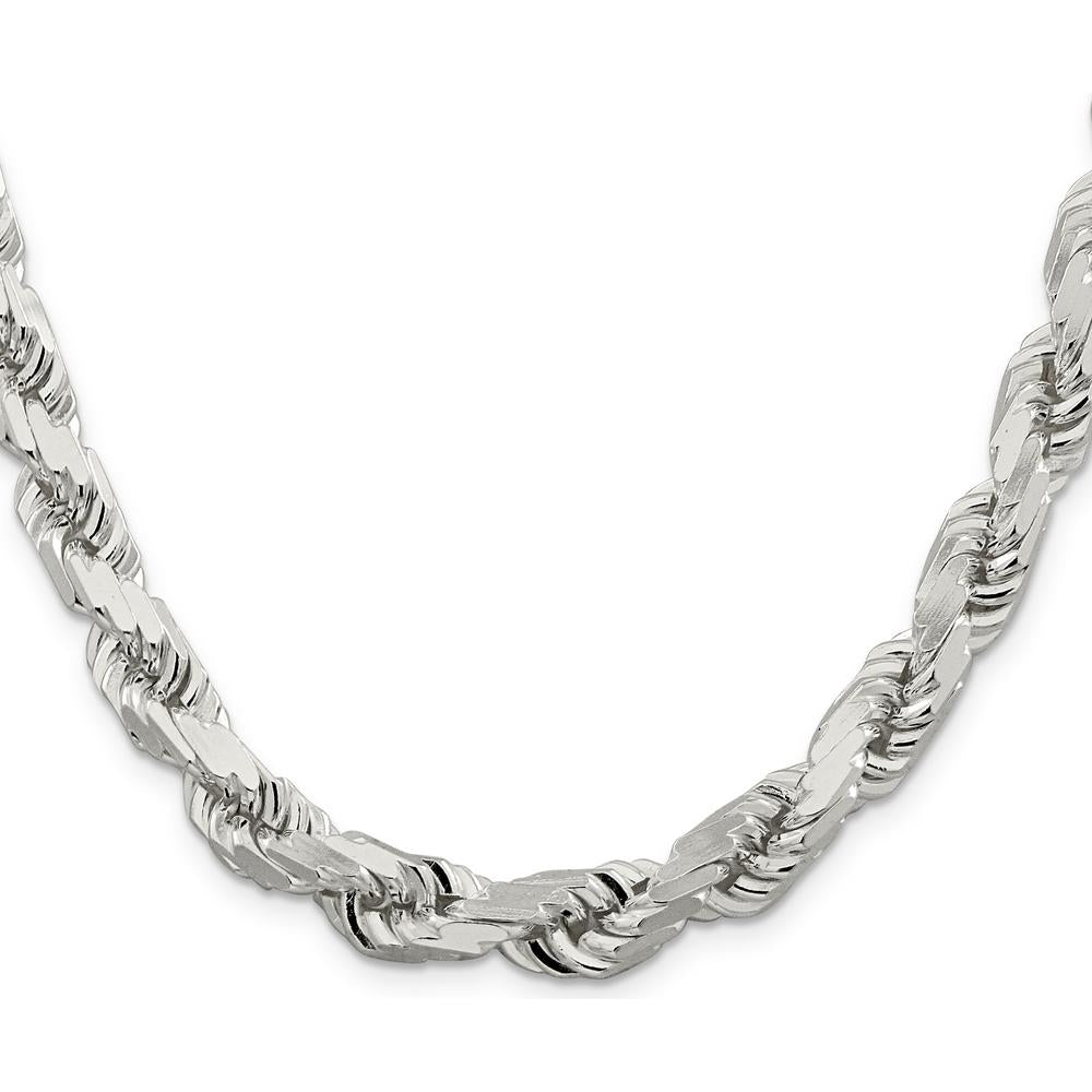 Sterling Silver 9.0mm Diamond-Cut Rope Chain - 28 Inch by Lumare Gioia
