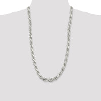Sterling Silver 9.0mm Diamond-Cut Rope Chain - 28 Inch by Lumare Gioia