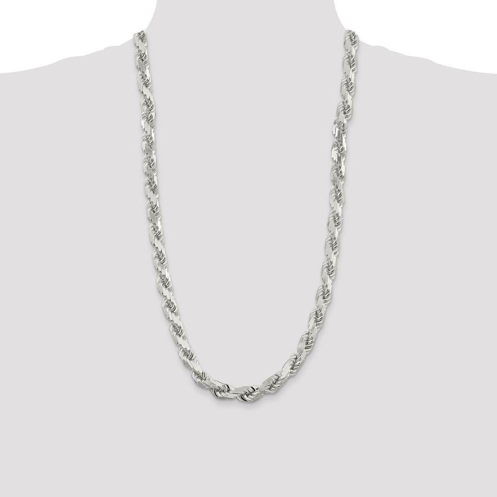 Sterling Silver 9.0mm Diamond-Cut Rope Chain - 28 Inch by Lumare Gioia
