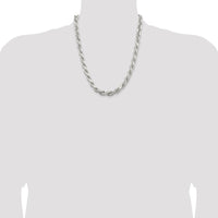 Sterling Silver 9.0mm Diamond-Cut Rope Chain Necklace - 22 inches by Lumare Gioia