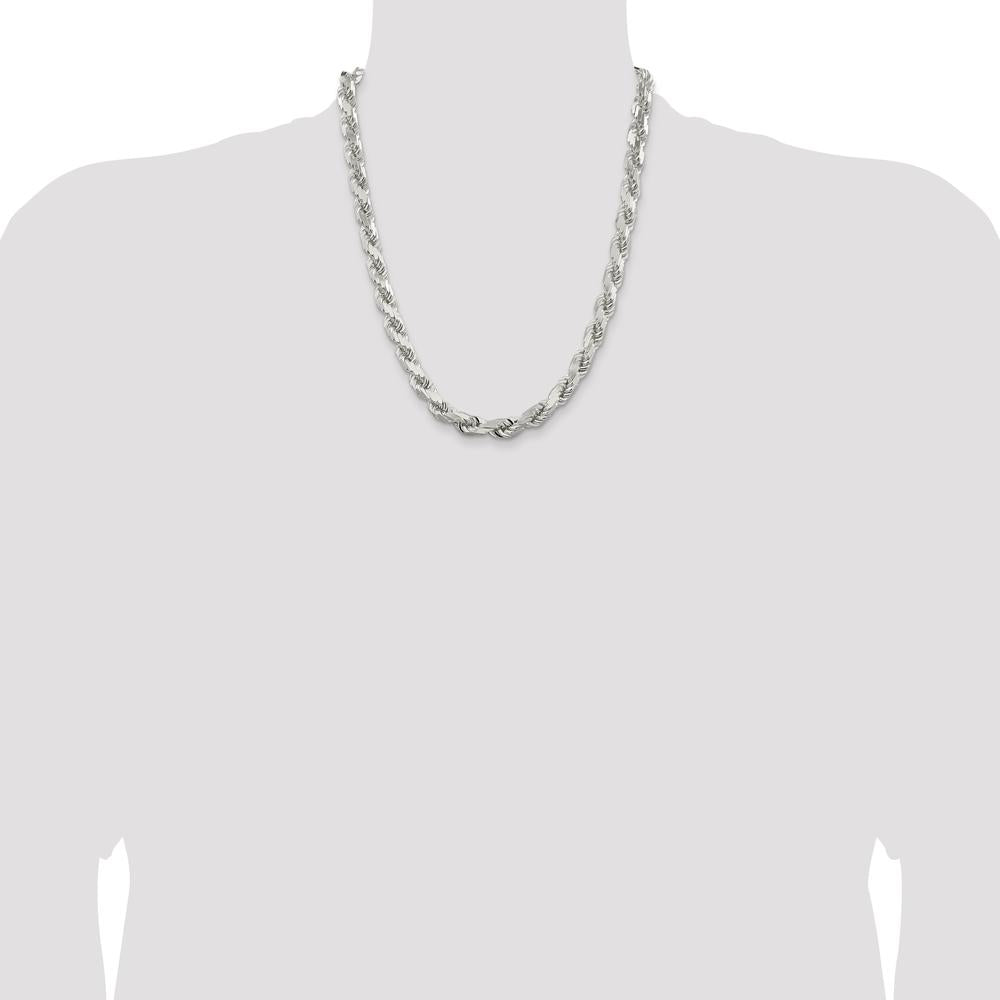 Sterling Silver 9.0mm Diamond-Cut Rope Chain Necklace - 22 inches by Lumare Gioia