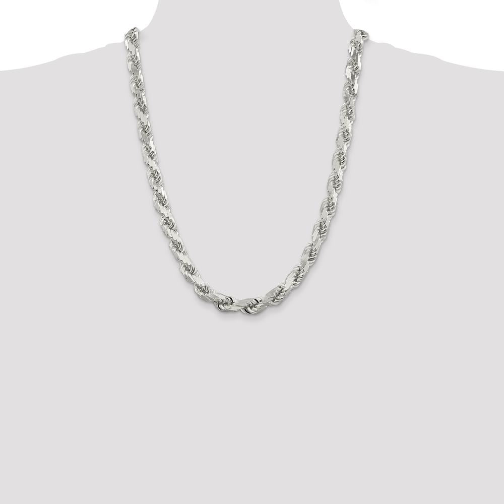 Sterling Silver 9.0mm Diamond-Cut Rope Chain Necklace - 24 Inches by Lumare Gioia