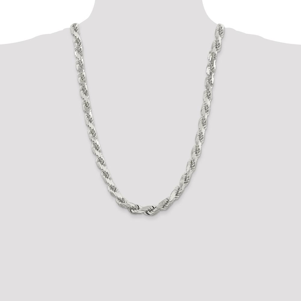 Sterling Silver 9.0mm Diamond-Cut Rope Chain Necklace - 26 Inches by Lumare Gioia