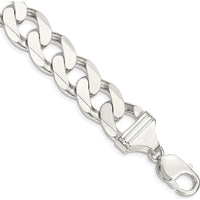 Sterling Silver 9" 14.5mm Curb Chain Bracelet with Polished Finish by Lumare Gioia