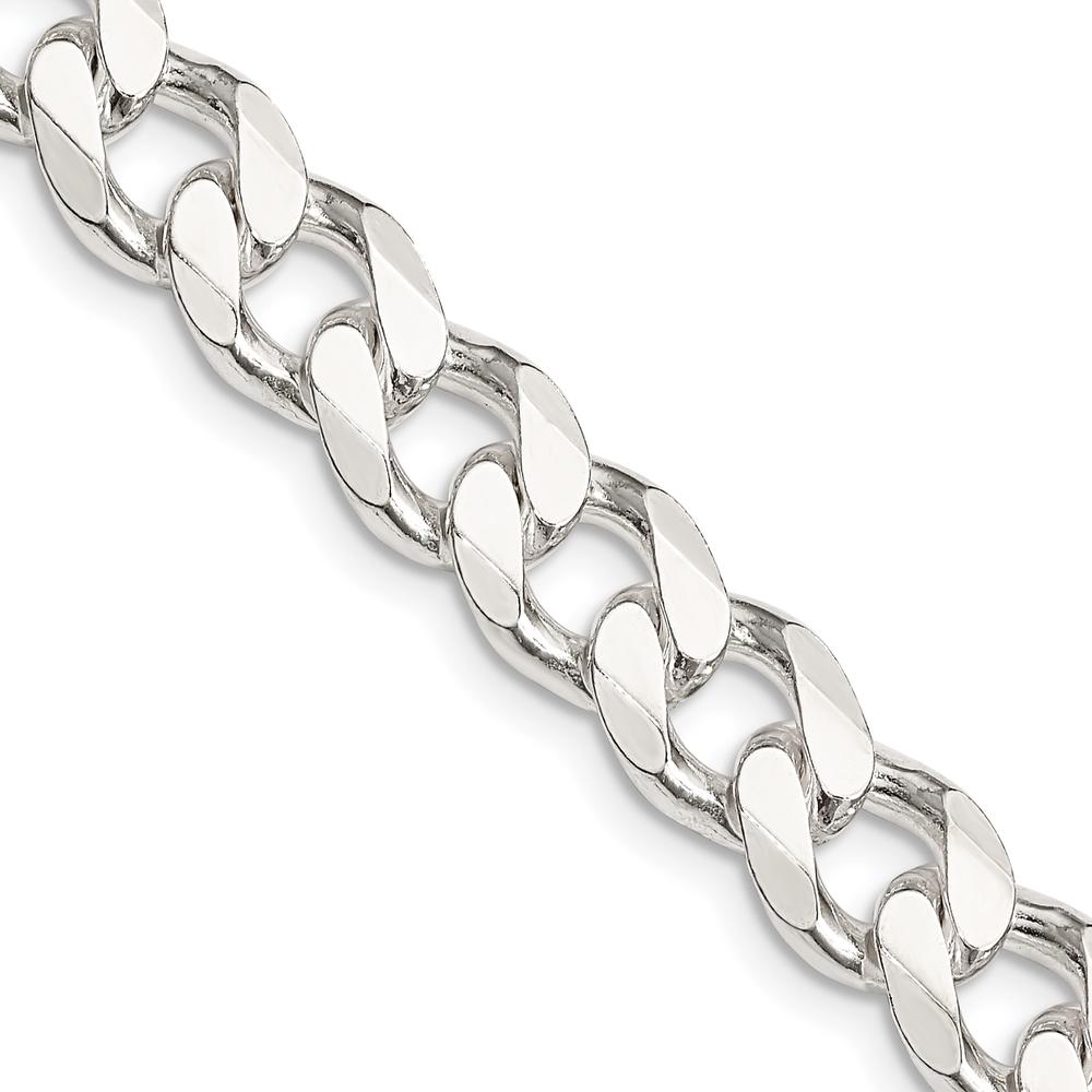 Sterling Silver 9.3mm Curb Chain Necklace - 22 Inches - Polished Finish by Lumare Gioia