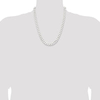 Sterling Silver 9.3mm Curb Chain Necklace - 22 Inches - Polished Finish by Lumare Gioia