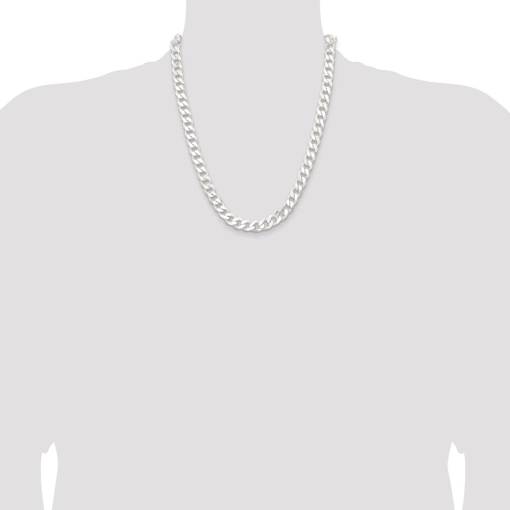 Sterling Silver 9.3mm Curb Chain Necklace - 22 Inches - Polished Finish by Lumare Gioia