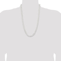 Sterling Silver 9.3mm Curb Chain Necklace - Polished Finish - 26 Inches by Lumare Gioia