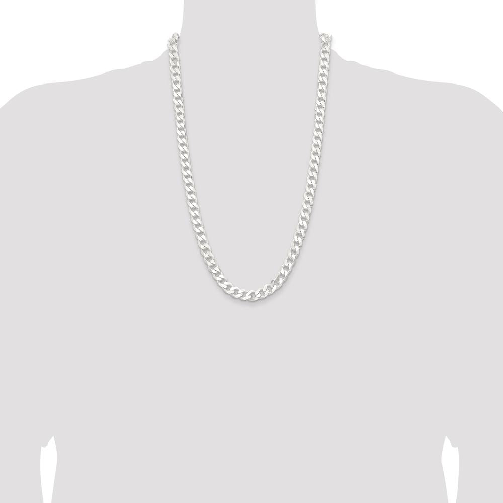 Sterling Silver 9.3mm Curb Chain Necklace - Polished Finish - 26 Inches by Lumare Gioia