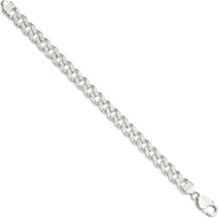 Sterling Silver 9.3mm Pavé Curb Chain Bracelet - Polished Finish with Lobster Clasp by Lumare Gioia